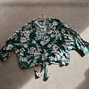 Zara Green Floral Blouse